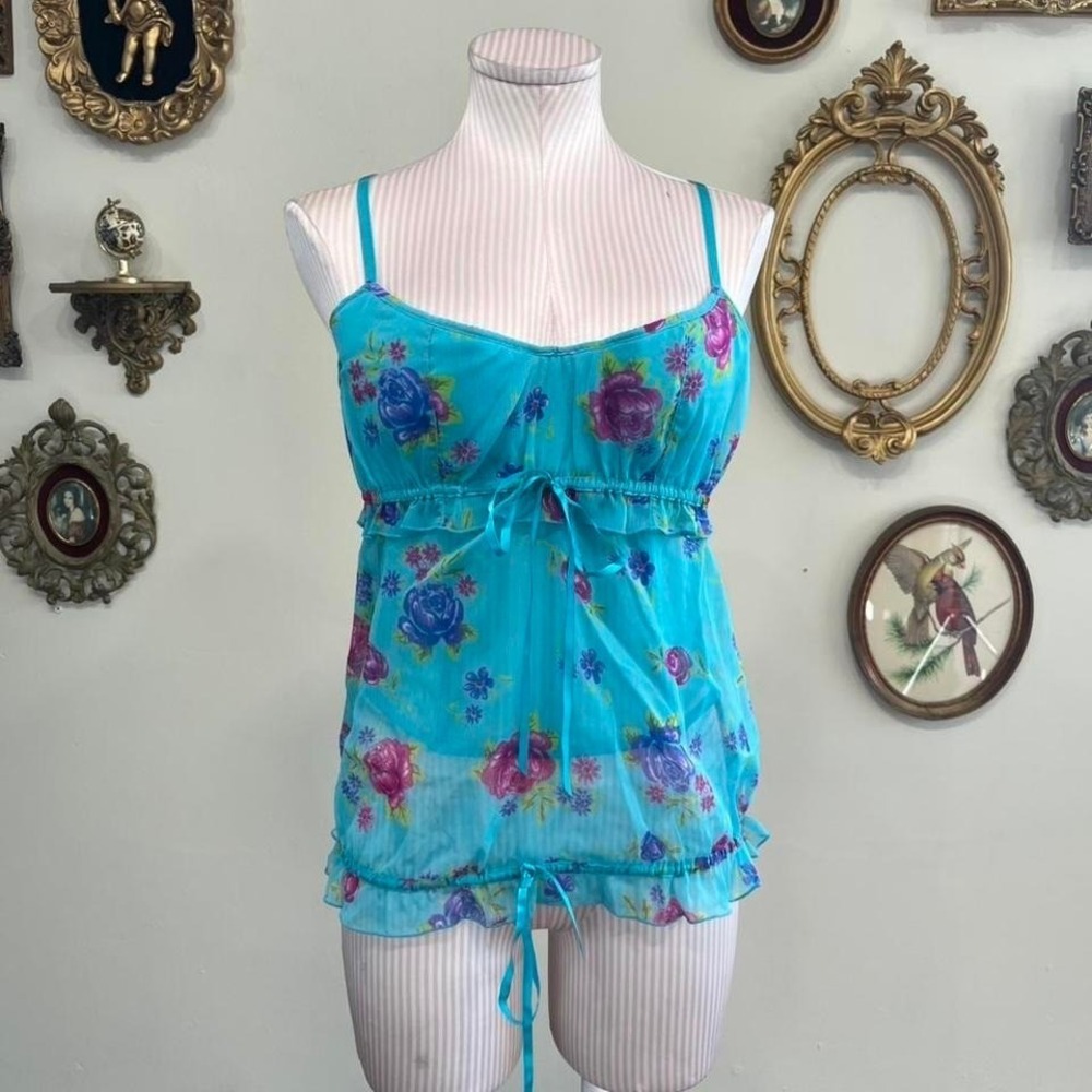 Vintage Y2K Victoria's Secret Sexy Little Things Sheer Floral Babydoll Top